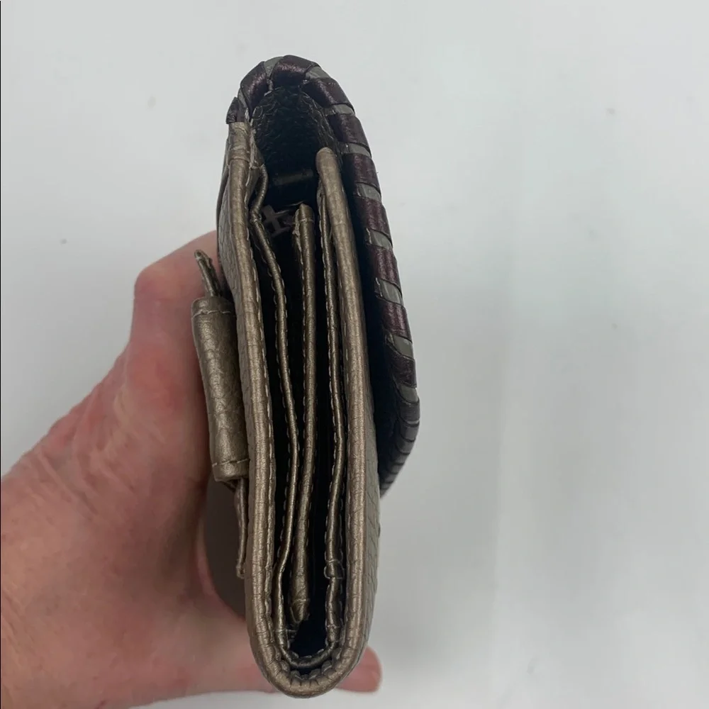 Brighton vintage leather wallet Tan with silver detail Multiple pockets